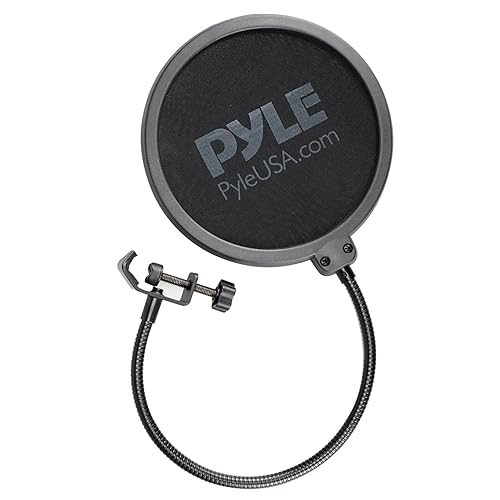 Pyle Pop Filter for Microphone, Replacement Part for Mic Model PDMIK120, Adjustable Clamp, Improves Quality