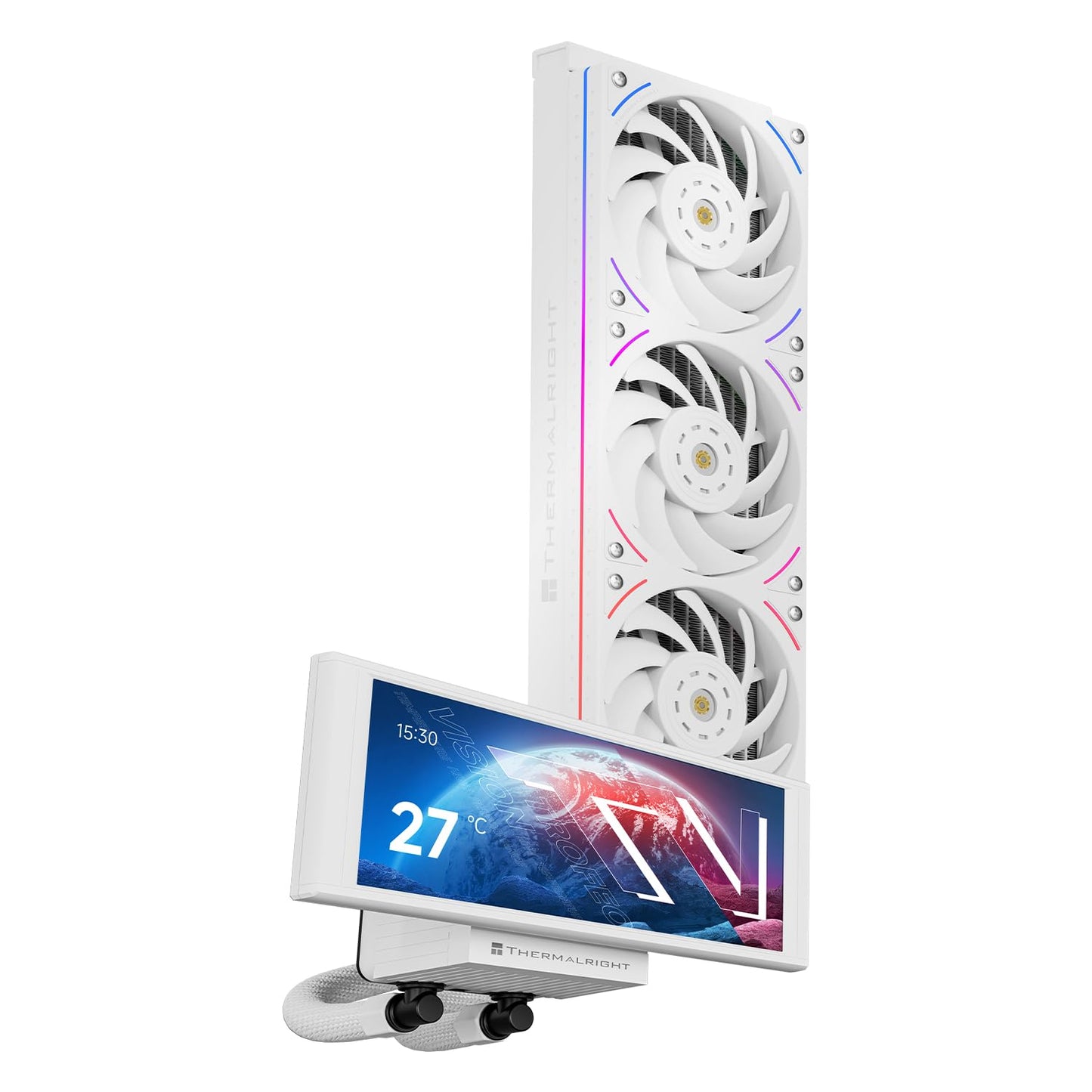 Thermalright Trofeo Vision 360 ARGB White CPU AIO Cooler,6.86-inch LCD Long Screen High-Performance 360mm Water-Cooled Radiator, IPS LCD Screen