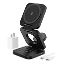 KU XIU X55 Foldable 3 in 1 Charging Station for Apple Devices, 15W Fast Magnetic Wireless Charger, Magent Travel Charger Stand for iPhone 16 15 14 13
