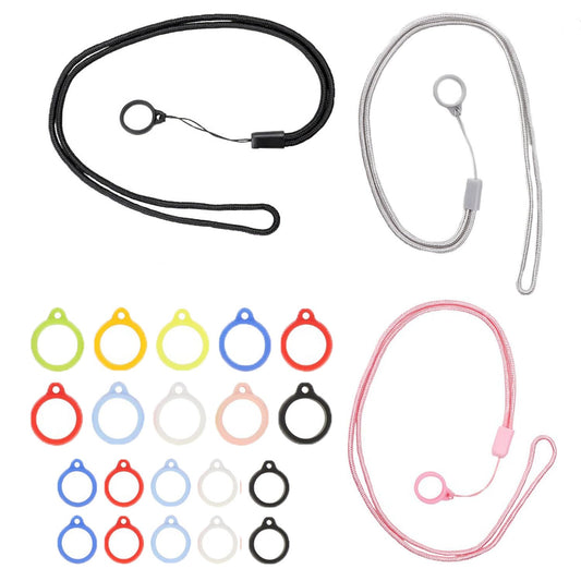 UtySty 20 Pack Anti-Lost Lanyard Set with Anti-Lost Silicone Rubber Ring Multipurpose Non Slip Elastic Loop Holder Lanyards Strap Neck Pendant for Air