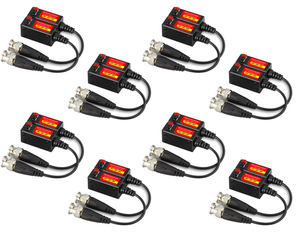 Evertech 8 Pairs Toolless 8 Megapixel Passive Video Balun UTP Cat5 / Cat6 CCTV via Network Cable for Security Camera