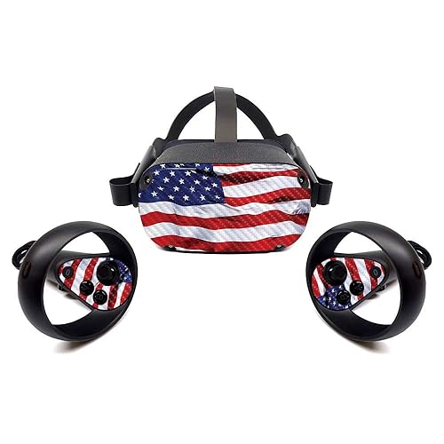 MightySkins Carbon Fiber Skin for Oculus Quest - American Flag | Protective, Durable Textured Carbon Fiber Finish | Easy to Apply, Remove, and Change