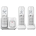 Panasonic Expandable Cordless Phone System with Answering Machine and Call Block - 3 Cordless Handsets - KX-TGD633W (White/Silver)