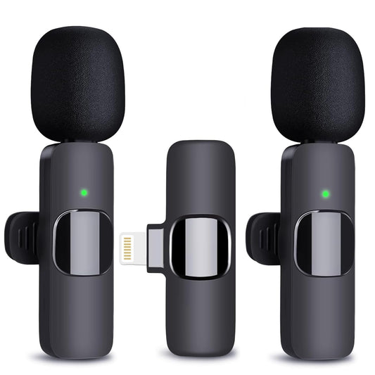 Partyear Wireless Microphone for iPhone & iPad - Dual Professional Lavalier Mic, Plug-Play for Recording, Live Stream, YouTube, Facebook, TikTok, Vlog