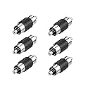 Borsuer 6Pcs RCA Male to Male Adapter Audio Video Nickel Plated RCA Male Coupler Connector Adapter for RCA Cable Extension