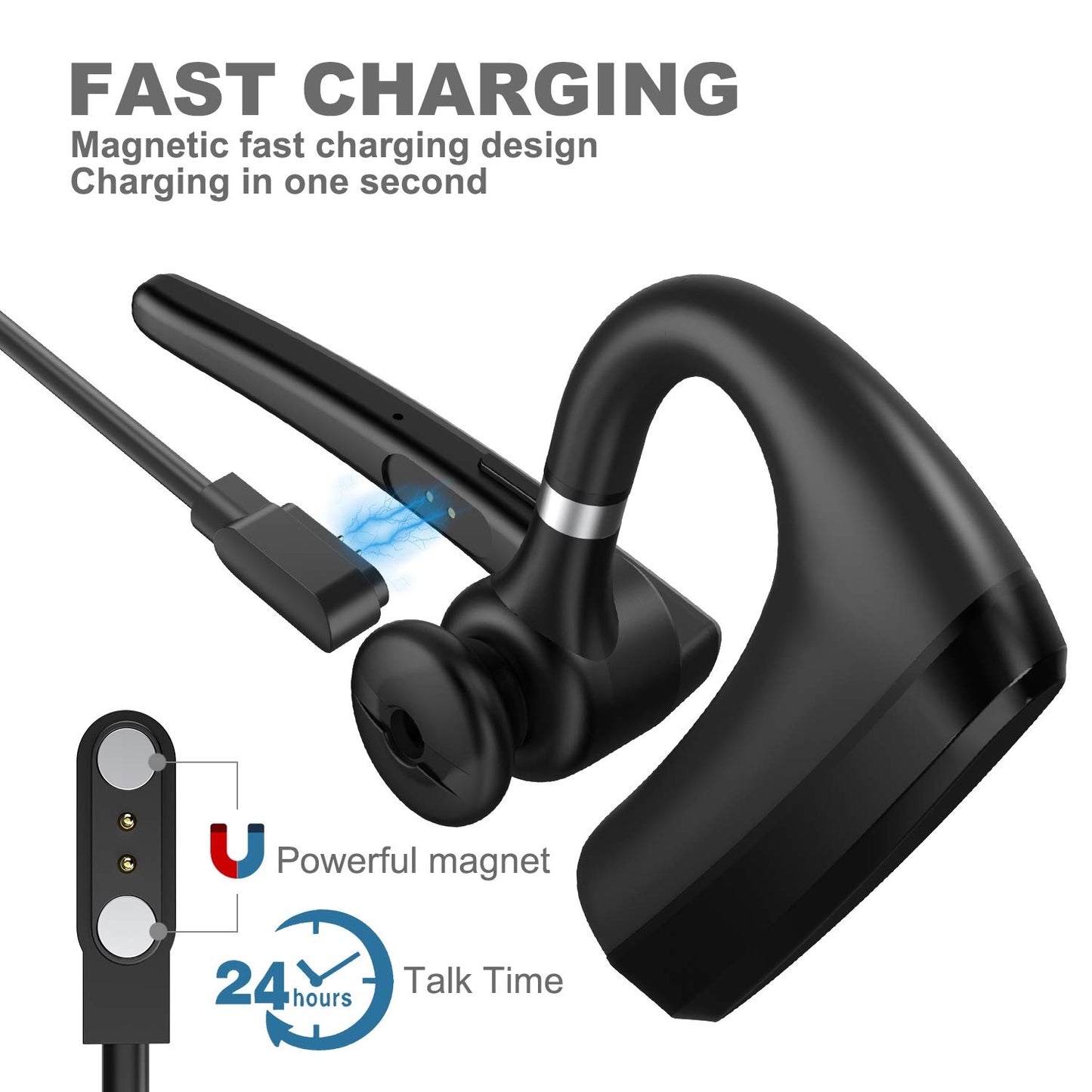 MQQC Bluetooth Headset V5.0, Wireless Bluetooth Earpiece 24Hrs HD Calling,CVC8.0 Dual Mic Noise Cancelling, Hands-Free Bluetooth Earphone