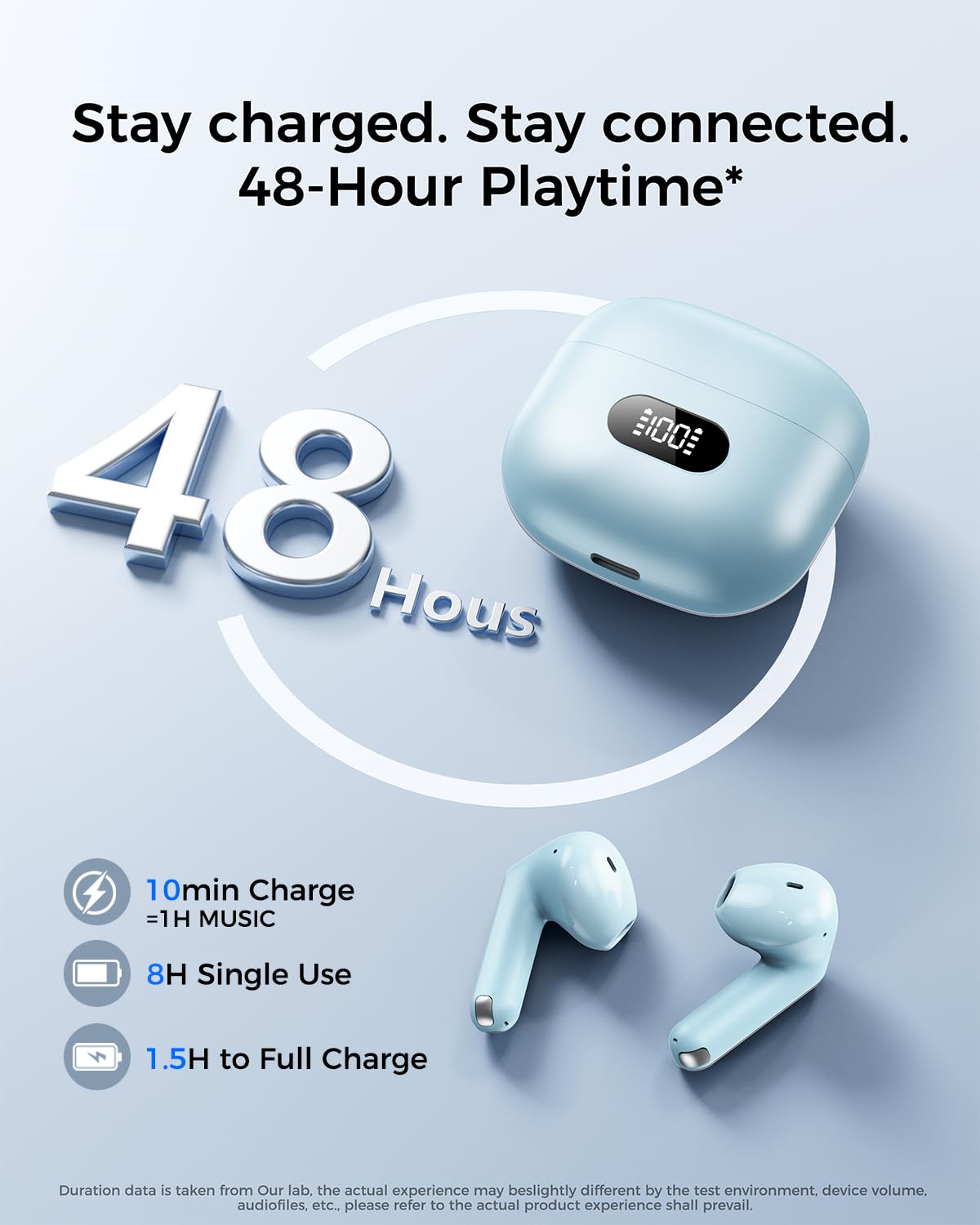 Wireless Earbuds,Bluetooth in Ear Buds with Immersive Surround Sound Stereo,Tap-Control,48 Hours Playtime,Bluetooth 5.4 LED Display Charging…