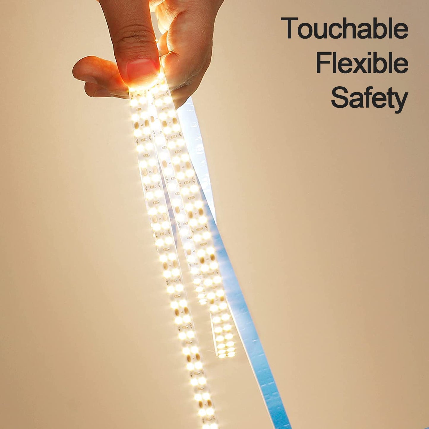 KXZM 24V 32.8ft(10M) Double Row LED Strip Light Natural White 4000K 2400LEDs 2835SMD 160W High Brightness 11000LM No-Waterproof IP20 Flexible Ribbon