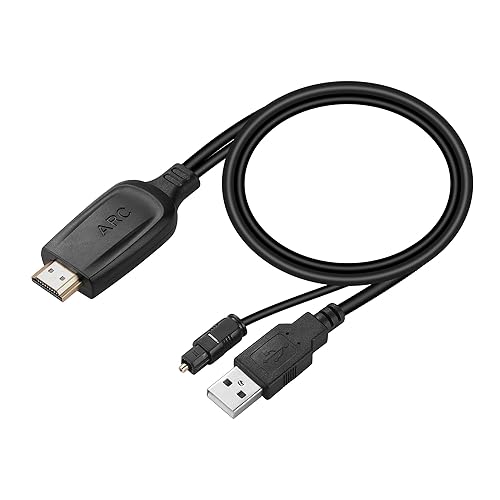 192KHz HDMI ARC to Optical Audio Converter for TV to Soundbar, Plug & Play 3.4ft/1.05m ARC to Optical Cable Audio Extractor Adapter Splitter for Sound
