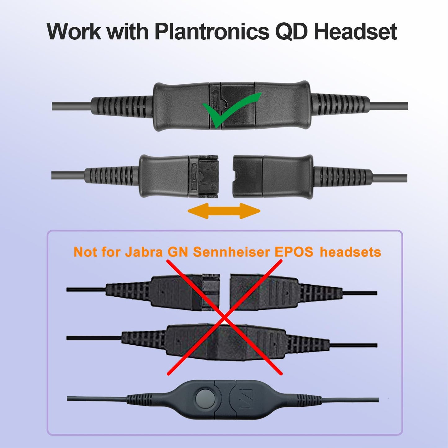 U10 Headset Adapter RJ9 Cable for Plantronics QD Quick Disconnect Headsets Wired to RJ9 Telephone Headset Cord Compatible with Cisco IP Phone 8851