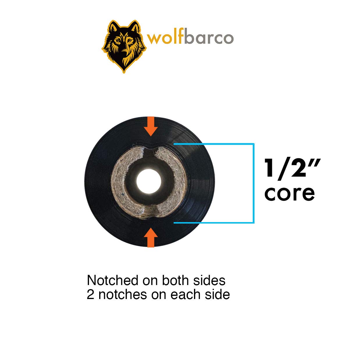 Wolfbarco 12 Rolls 4.33" x 243' (110mm x 74m) Premium Resin Enhanced Wax Thermal Transfer Ribbon 1/2" Core, Coated Side Out for Zebra Printers