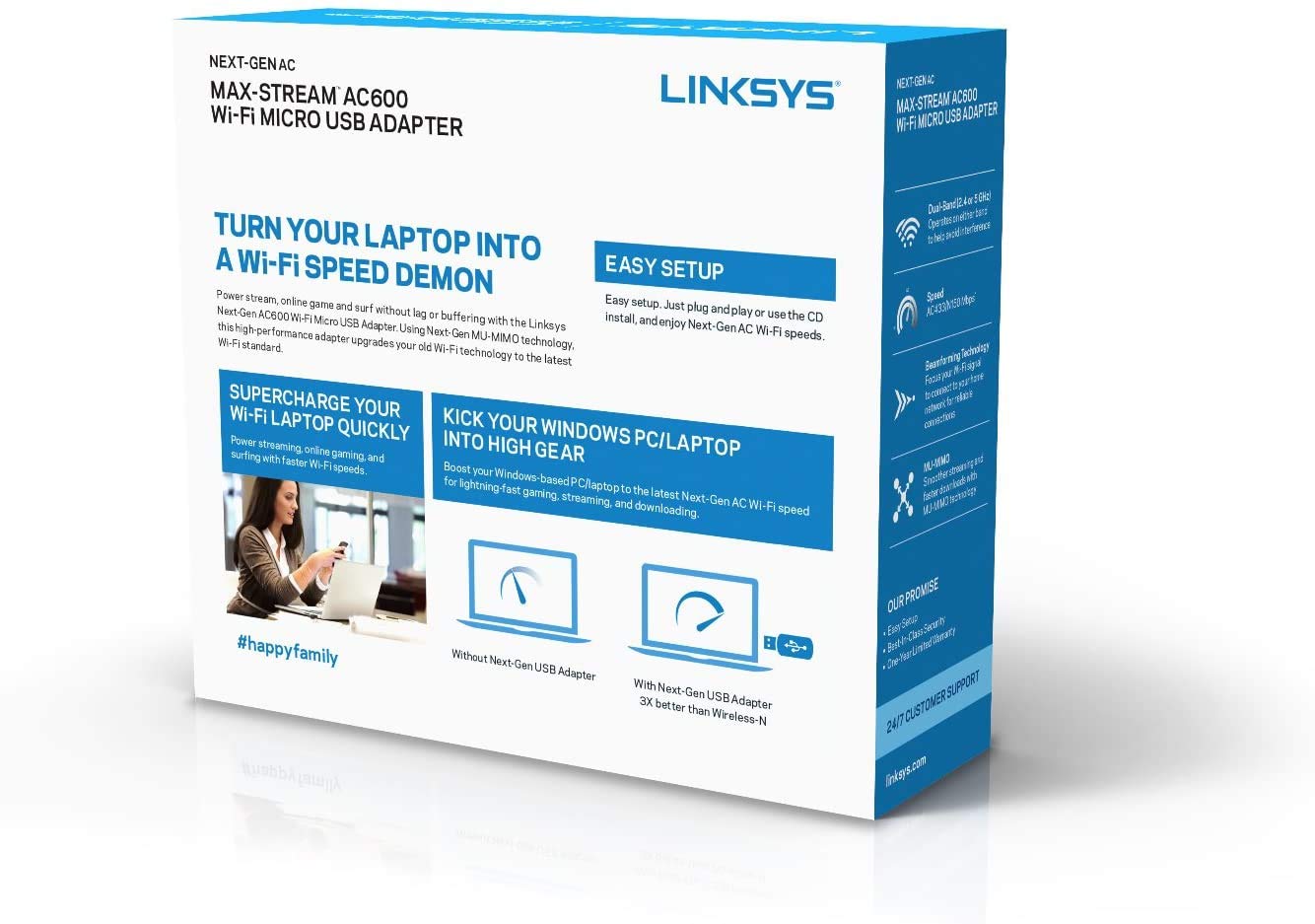 Linksys USB Wireless Network Adapter, Dual-Band wireless Adapter for PC, 600Mbps (AC600) Speed - WUSB6100M