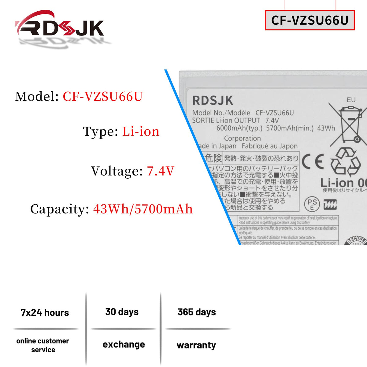 RDSJ CF-VZSU66U Laptop Battery for Panasonic Toughbook CF-C1 MK1 MK2 CFC1 CF-C1MDB21 CF-C1BWFAZ1M CF-C1AD06GDE CF-C1BDNAG1M CF-C1ADAGG6M CF-C1BTGBG1M