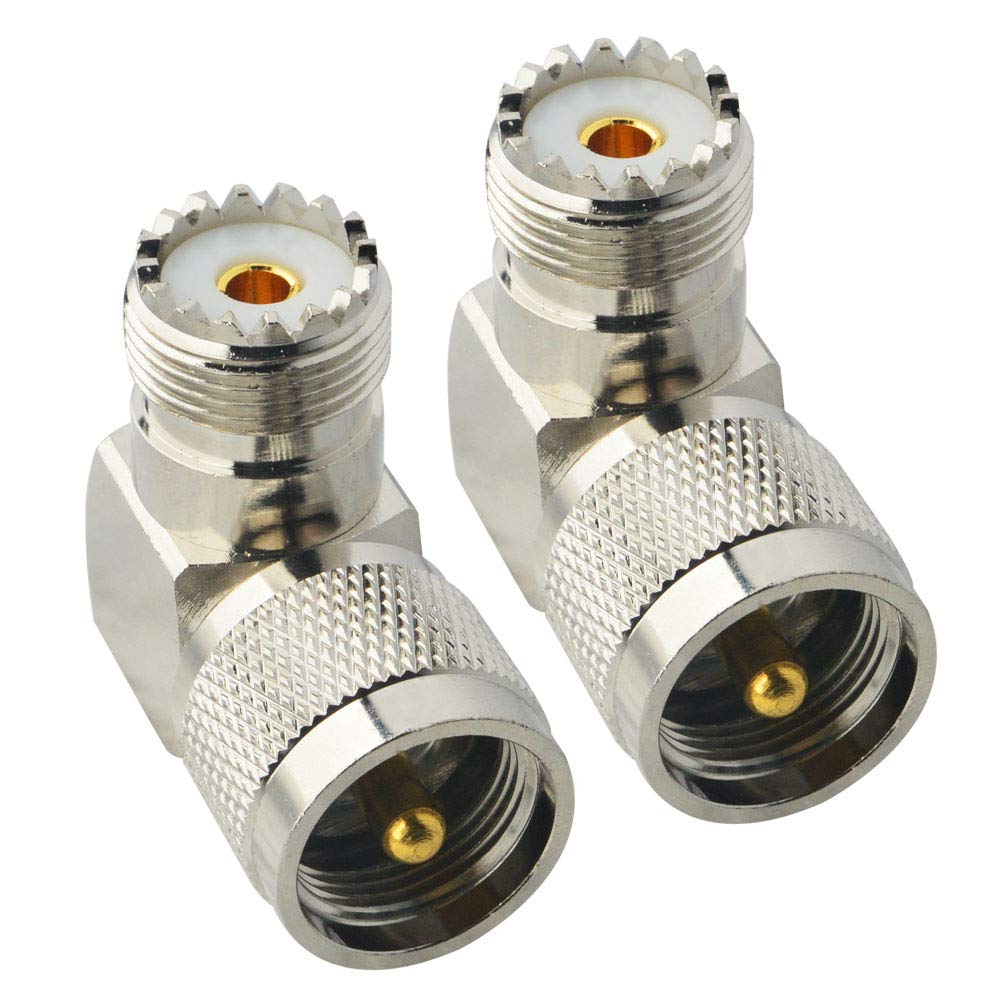 Boobrie UHF Connector Right Angle Coax Connector UHF Male Plug PL259 to UHF Female Jack SO239 90 Degree L Shape Low Loss Coax Cable Connector RF…