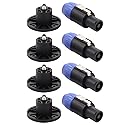 ApplianPar Speakon Cable Adapter Connectors 4 Pole Audio Speaker Plug Twist Lock and Round Panel Mount 4 Pin Female Socket for Neutrik Speakon NL2FC