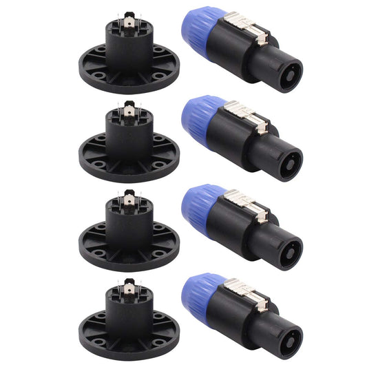 ApplianPar Speakon Cable Adapter Connectors 4 Pole Audio Speaker Plug Twist Lock and Round Panel Mount 4 Pin Female Socket for Neutrik Speakon NL2FC