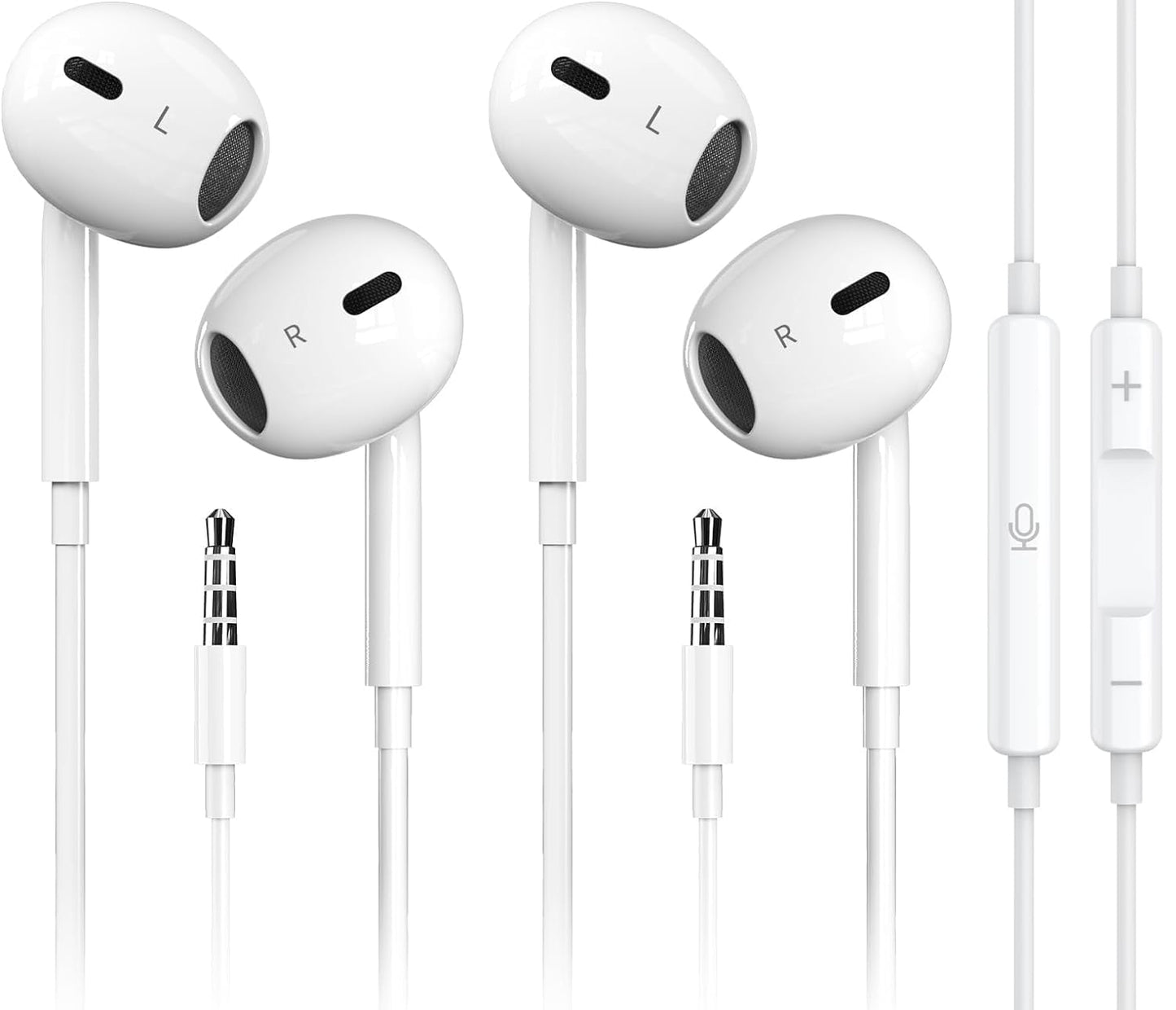2 Pack Wired iPhone Earbuds/iPhone Headphones/Earphones with 3.5mm AUX Plug