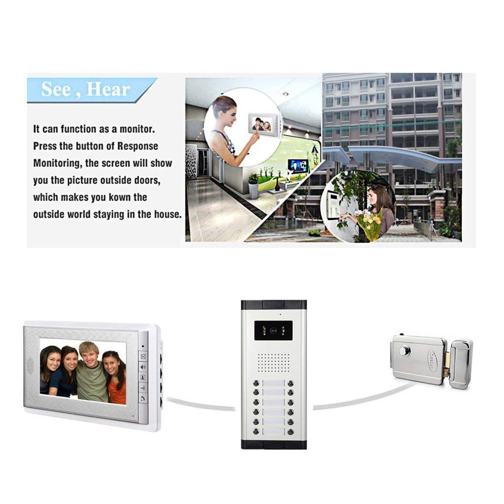 AMOCAM 12 Units Apartment Intercom Wired 7 Inch Monitor Video Intercom Doorbell Door Phone Audio Visual Intercom Entry Access System