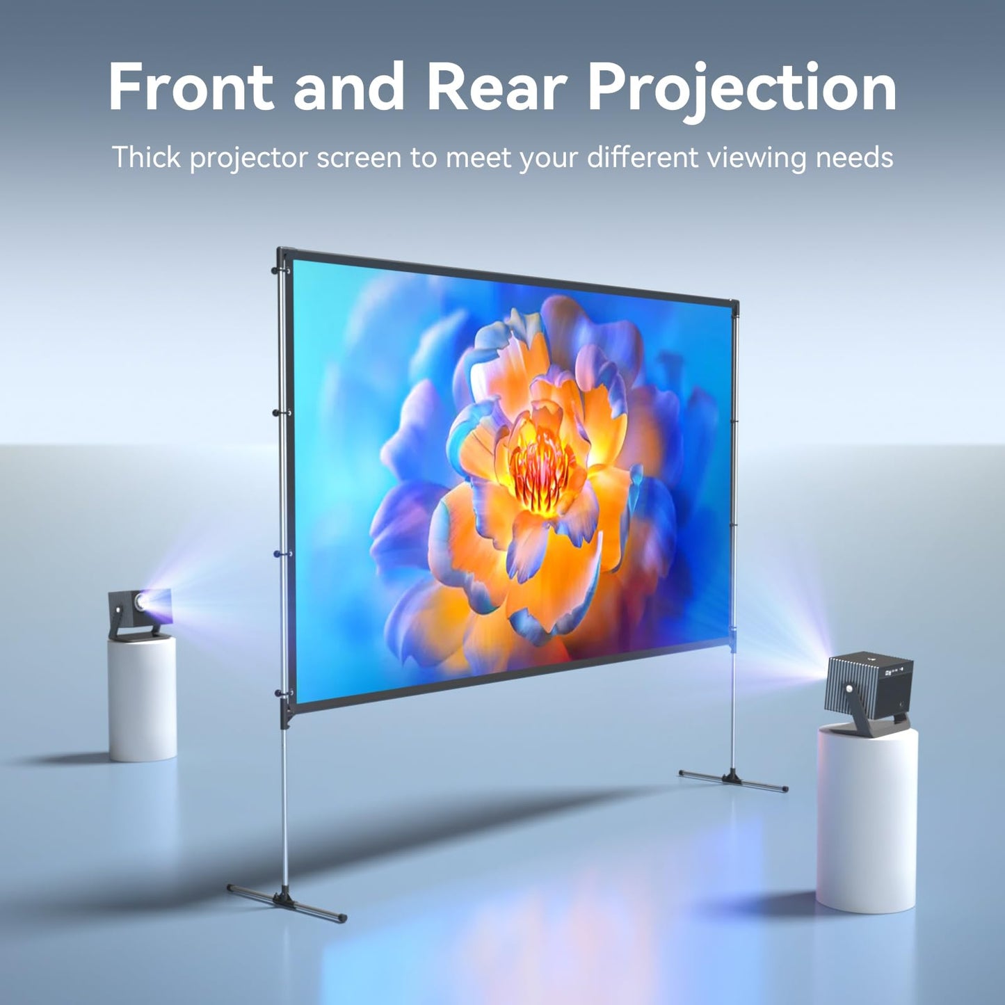 Projector Screen with Stand, BladeCine 100 inch Outdoor Projector Screen Portable Indoor Projection Screen 16:9 4K Rear Front Movie Screen with Carry