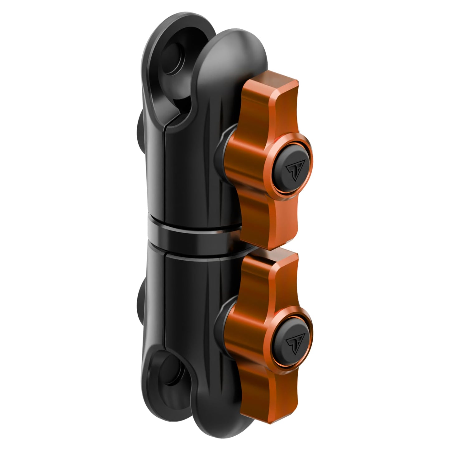 Tackform 3.5" Long Metal 20mm Ball and Socket Arm DuraLock 20 Series | Dual 20mm Sockets with Optional Anti-Theft Knobs | Black with Orange Billet