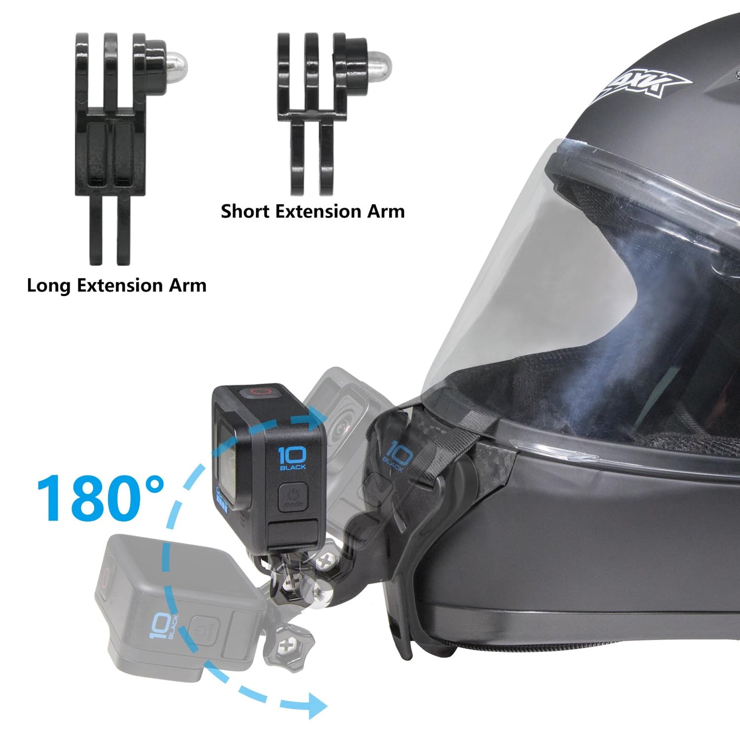 Haoyou Helmet Chin Mount Strap Compatible with Gopro Hero 13 12 11 10 9 8 7 and DJI Osmo Action Camera?Motorcycle Helmet Extension Attachment Mounting