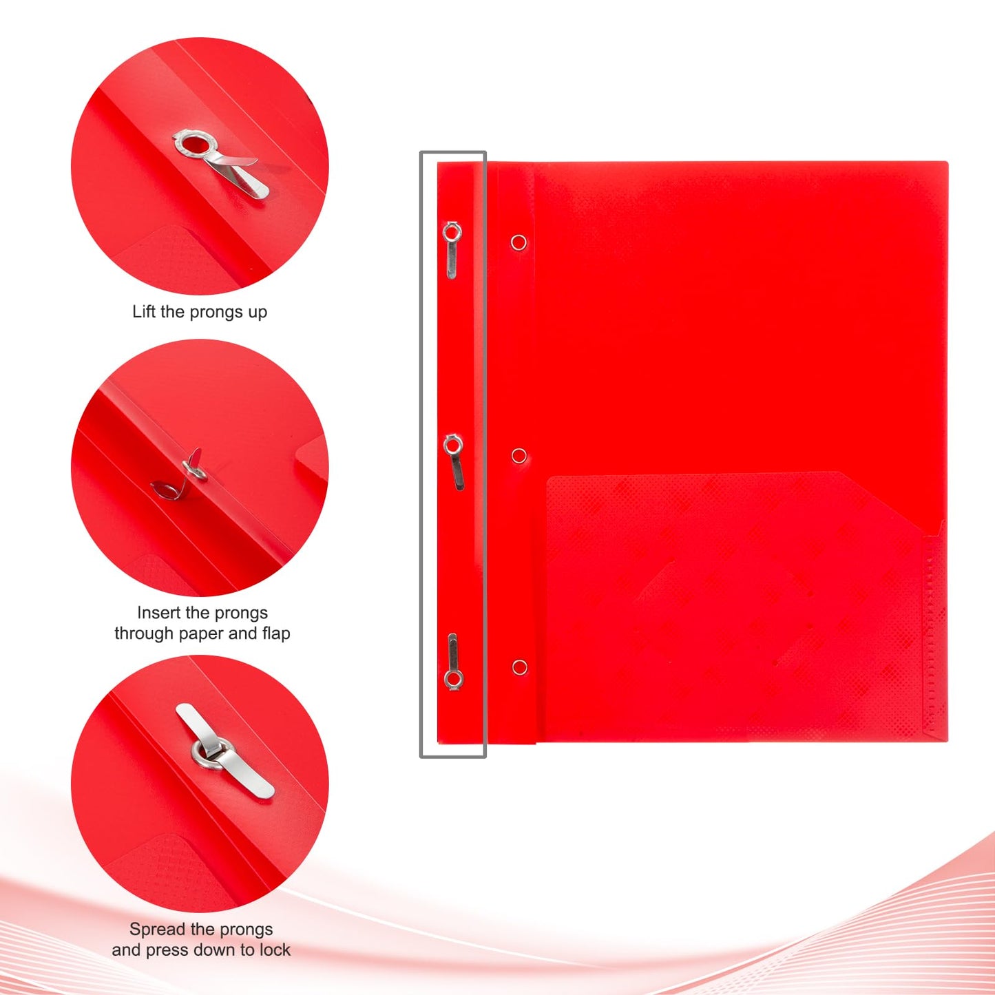 ViVin Plastic Folders with Pockets and Prongs,6 Pack,Heavy Duty 2-Pocket File Folder with 3 Fasteners,Fits Letter Size Paper,for School Home