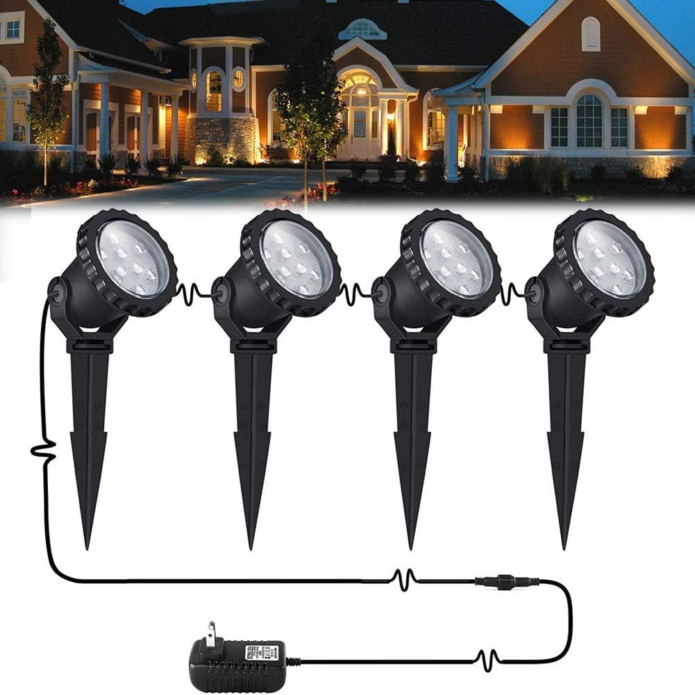 COVOART Outdoor lights Outdoor Landscape Lighting 12W Outdoor Spot Lights with Transformer for Yard Garden House Lawn Tree Flags Warm White LED