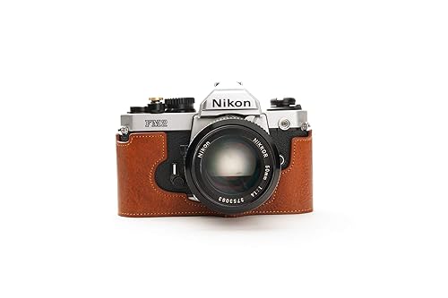 FM2 Case, BolinUS Handmade Genuine Real Leather Half Camera Case Bag Cover for Nikon FM2 FM FE FM2n FE2 with Hand Strap (LavaBrown)