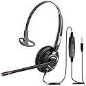 Arama Cell Phone Headset with Mic Noise Canceling, 3.5mm Wired Headset for iPhone Samsung PC iPad, Computer Headset for Skype for Business Office