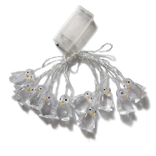 Penfly 1.65M 10LEDs Decorative Penguin Shape Fairy Romantic Night Lamp Mood Night Light for Home Bedroom Wedding Party Babyroom Child(Warm White)