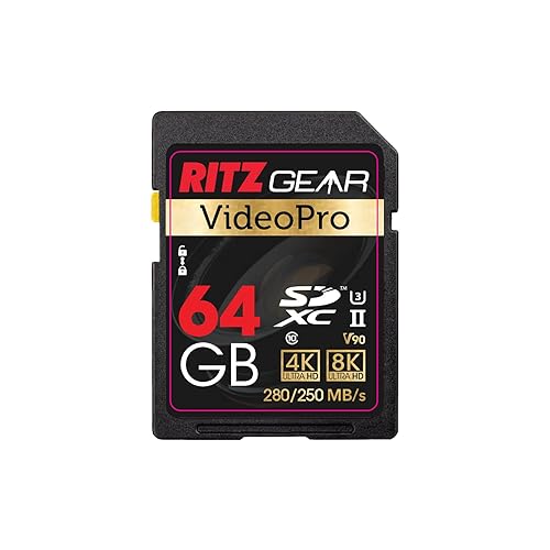 Ritz Gear 64GB High-Speed SDXC UHS-II SD Card, C10, U3, V90, Full-HD & 8K Memory Card for DSLR, Cinema-Quality Video Cameras