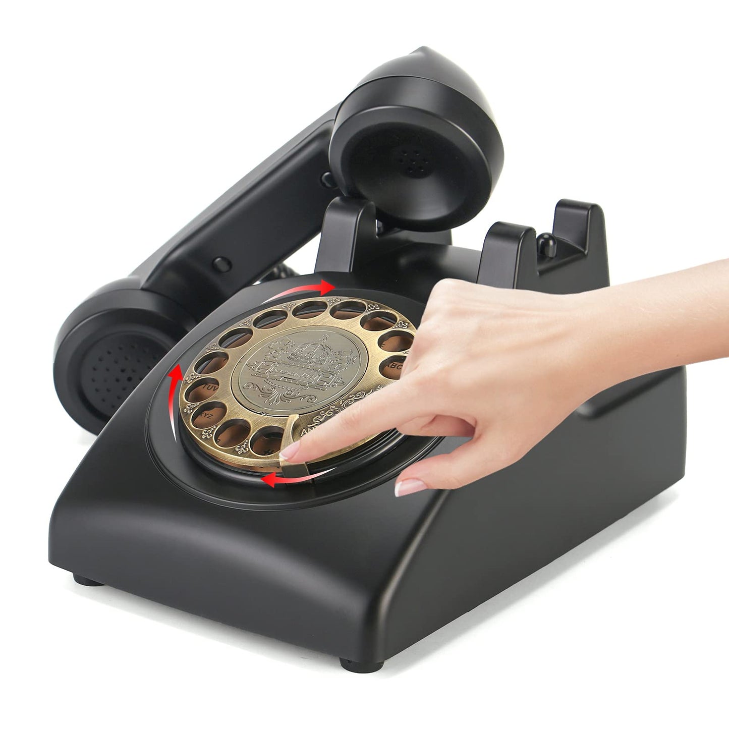 QUOXO Rotary Retro Telephone,1950's Old Antique Corded Landline Dial Phones, Classic Desk Wall Phone for Home Office Decor
