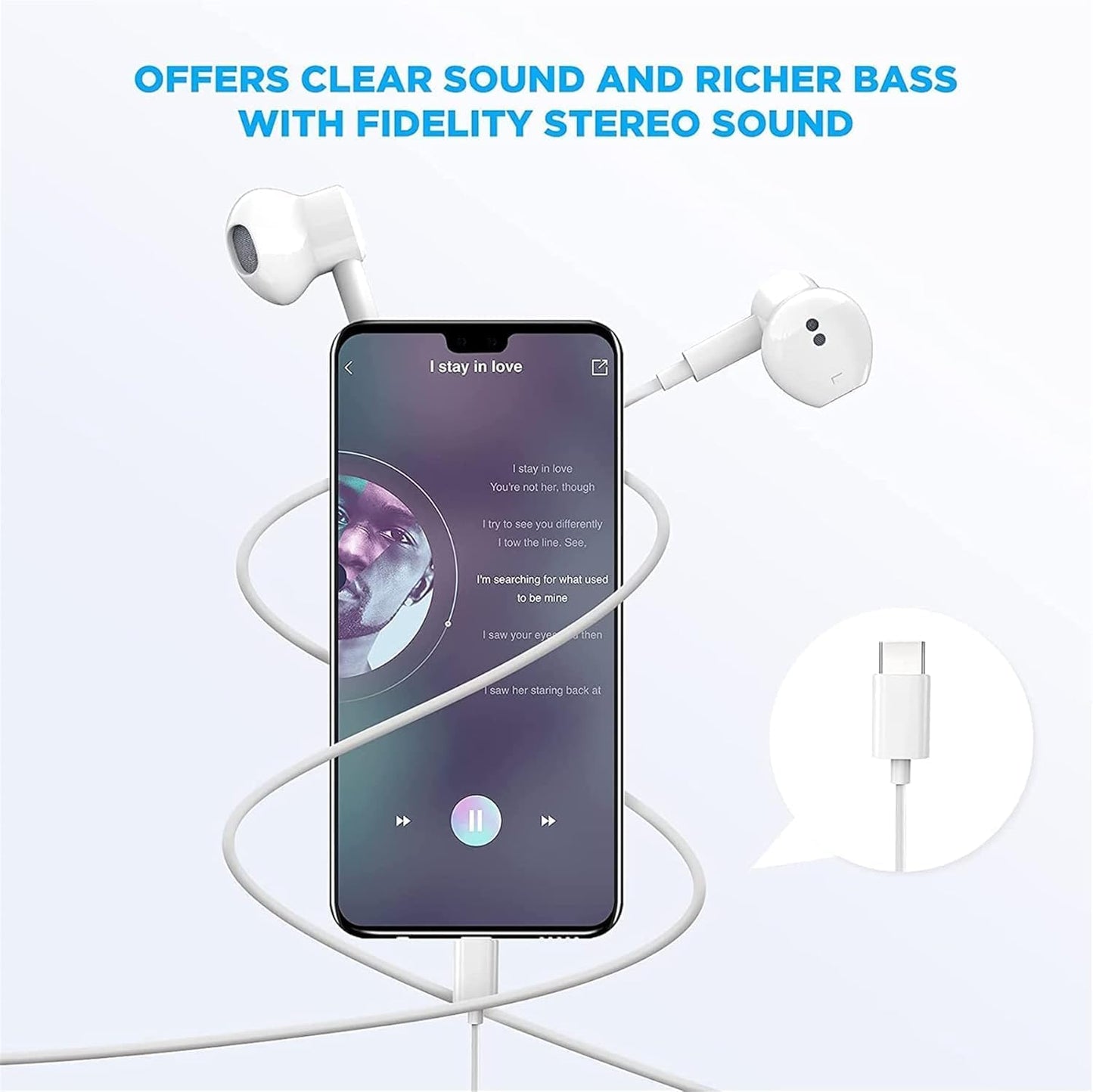 Pcwfbzf USB C Headphones Earbuds for iPhone17/16/15, iPad Pro,Galaxy,Pixel
