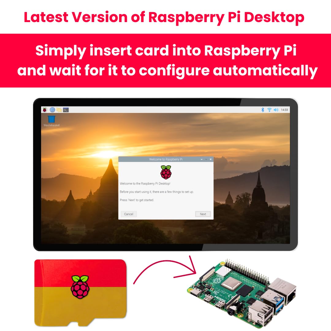 STEADYGAMER - 32GB Raspberry Pi Preloaded (Raspberry Pi OS/Raspbian) Extreme Micro SD Card | 5, 400, 4, 3B+, 3A+, 3B, 2, Zero | Compatible with All Pi