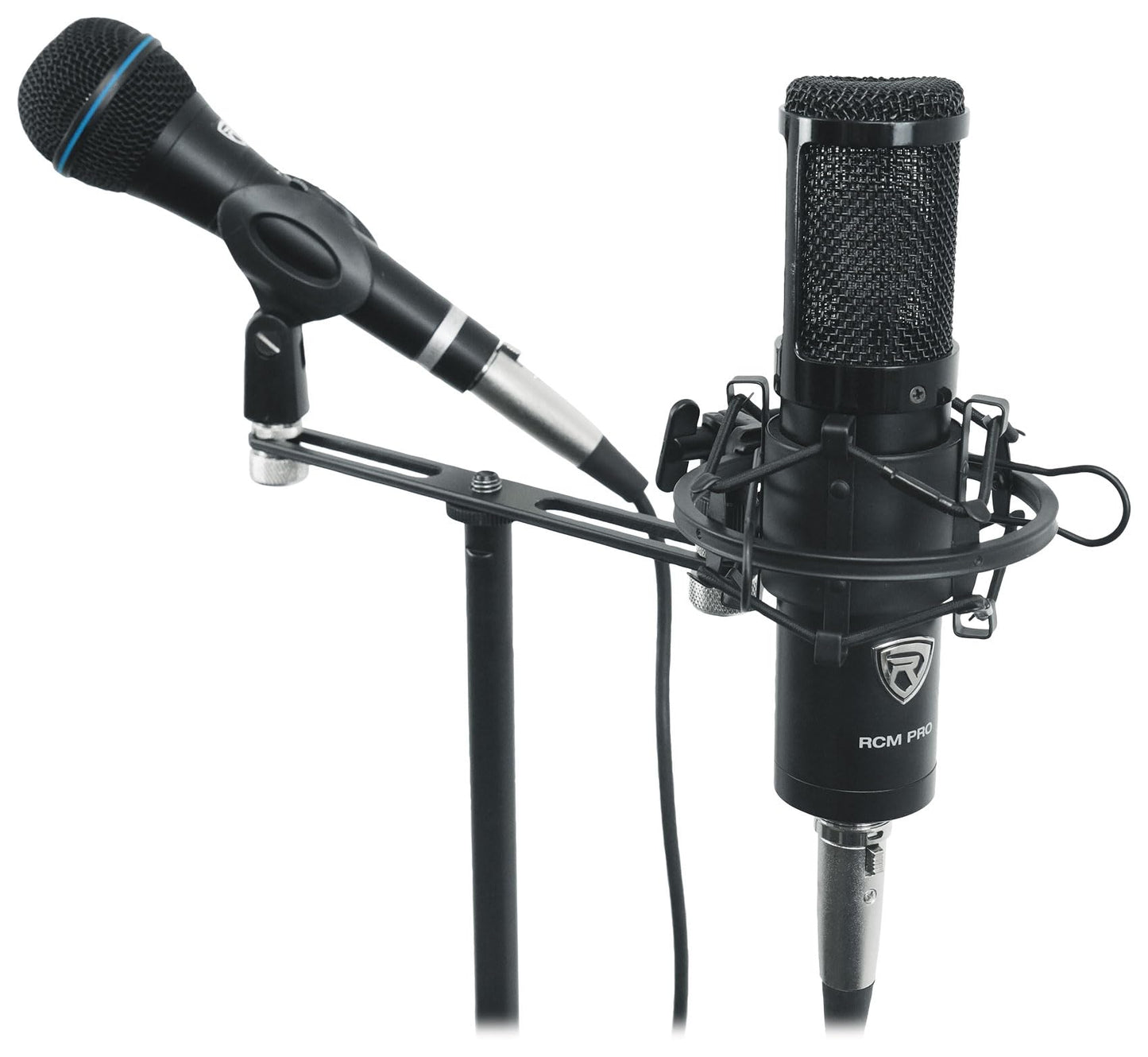 Rockville ACC-DM Dual Mic Stand Adapter Bar, 5/8" and 3/8" Threading, Steel Construction, Adjustable Positioning, Compact Design, for Stereo Recording