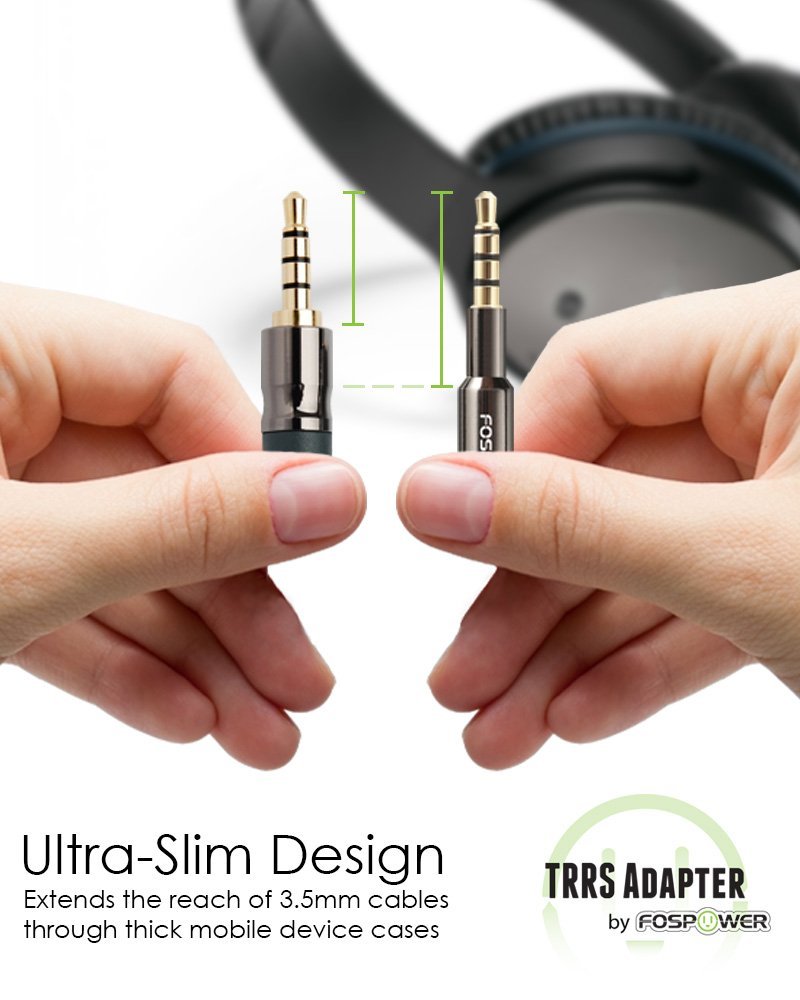 FosPower 3.5mm Male to Female Auxiliary Stereo Audio Headphone Jack AUX Adapter, 4-Conductor TRRS for iPhone, Smartphones, Tablets, Speakers