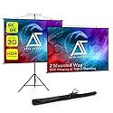 Akia Screens 2-in-1 110" Portable Projector Screen with Stand & Carry Bag, 4:3/16:9 Retractable, Tripod or Wall Mount, Indoor Outdoor Home Theater
