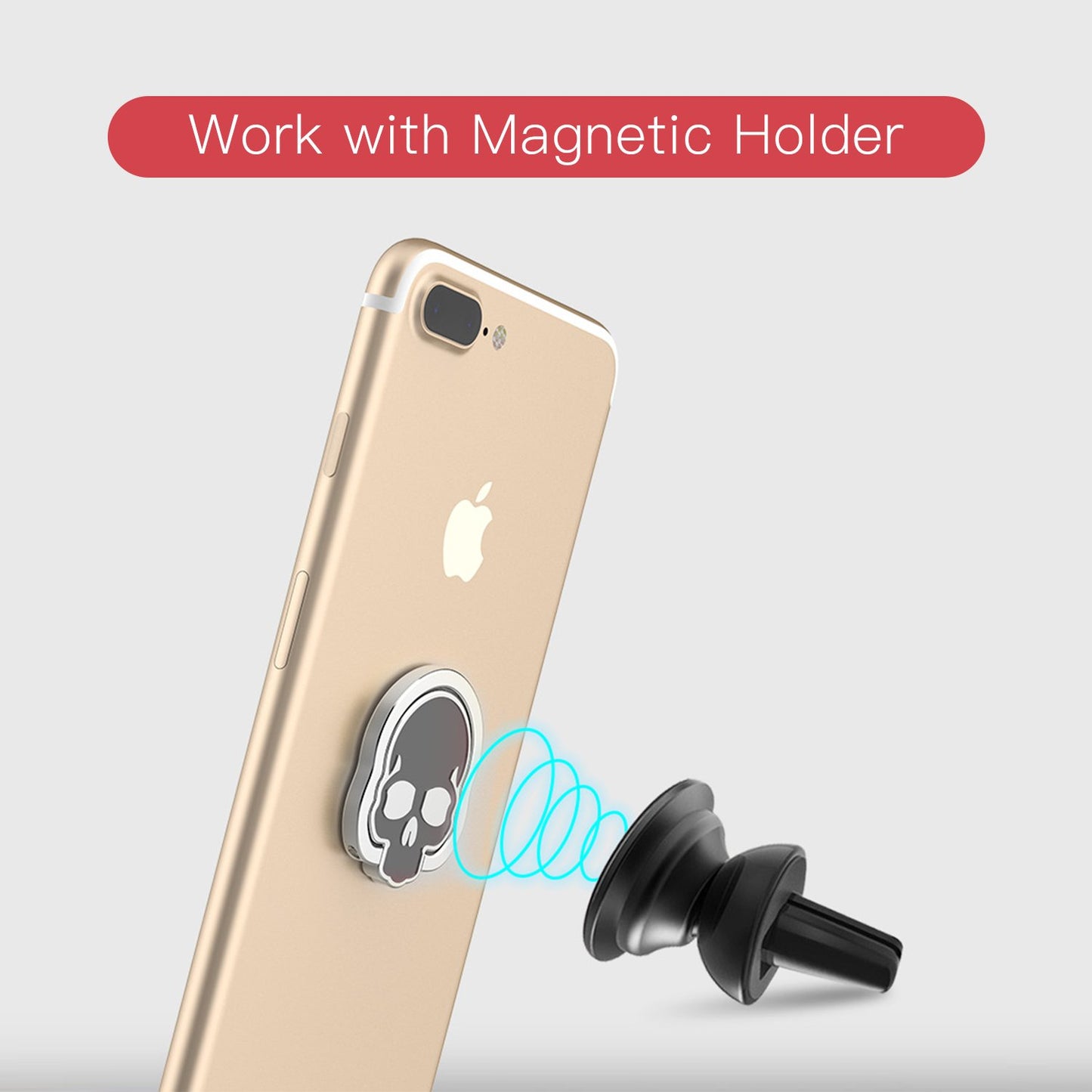 homEdge Cell Phone Skull Ring Grip, Set of 2 Packs 360° Adjustable Finger Ring Holder, Suitable for Magnetic Car Mount Kickstand for Cell Phone-Black