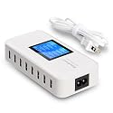 60W/12A 8-Port Desktop Charging Station Multiple USB, Multi Port Travel Fast Wall Charger Hub with LCD for Smart Phones, Tablet and More (White)