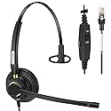 Arama Corded Telephone Headset Mono w/Noise Canceling Mic Compatible with ShoreTel Plantronics Polycom Zultys Toshiba NEC Aspire Dterm Nortel Norstar