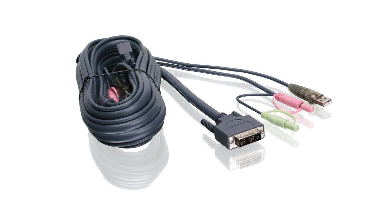 IOGEAR Single Link DVI-I USB KVM Cable, 10 Feet, G2L7D03UI