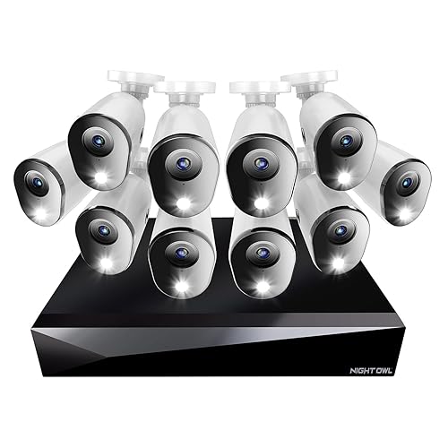 Night Owl 2-Way Audio 20 Channel DVR Video Home Security Camera System with (10) Wired 1080p HD Indoor/Outdoor Deterrence Cameras and 1TB Hard Drive