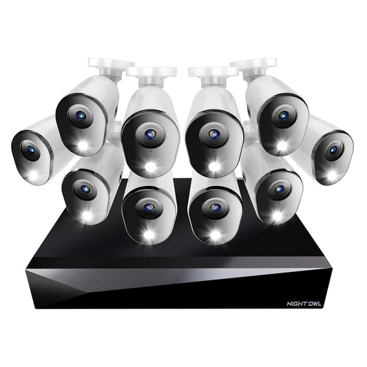 Night Owl 2-Way Audio 20 Channel DVR Video Home Security Camera System with (10) Wired 1080p HD Indoor/Outdoor Deterrence Cameras and 1TB Hard Drive