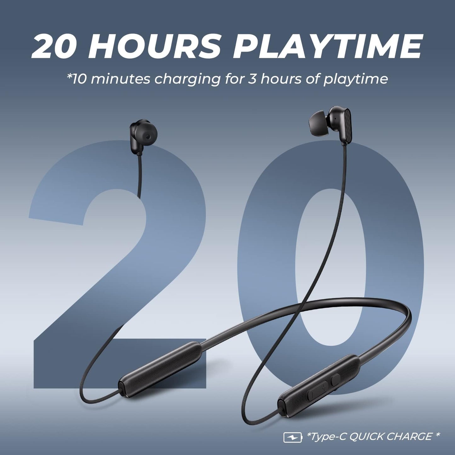 N18 Neckband Bluetooth Earbuds, Wireless Bluetooth 6.0 Headphones with Microphone, Ultra-Lightweight Comfort, IPX7 Waterproof, Deep Bass Strong Beat