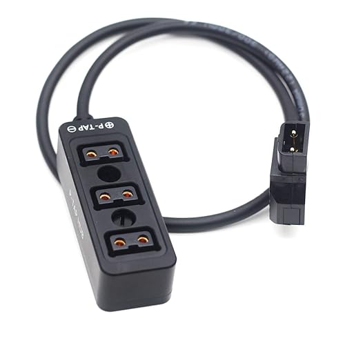 SZJELEN Metal Triple P-TAP D-tap Splitter,D-tap to 3ports D-tap P-tap Splitter Cable for Photography Power,Dtap Three-Way Splitter (Black Straight