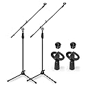 AxcessAbles AXCMS-201TB One Hand Microphone Stand with Tripod Base and Quick Grip Height Adjustment - Telescoping Mic Boom Arm Included. Tall