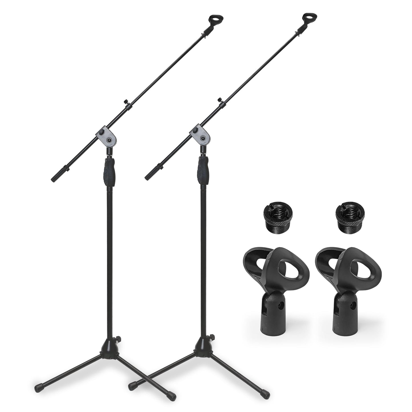 AxcessAbles AXCMS-201TB One Hand Microphone Stand with Tripod Base and Quick Grip Height Adjustment - Telescoping Mic Boom Arm Included. Tall