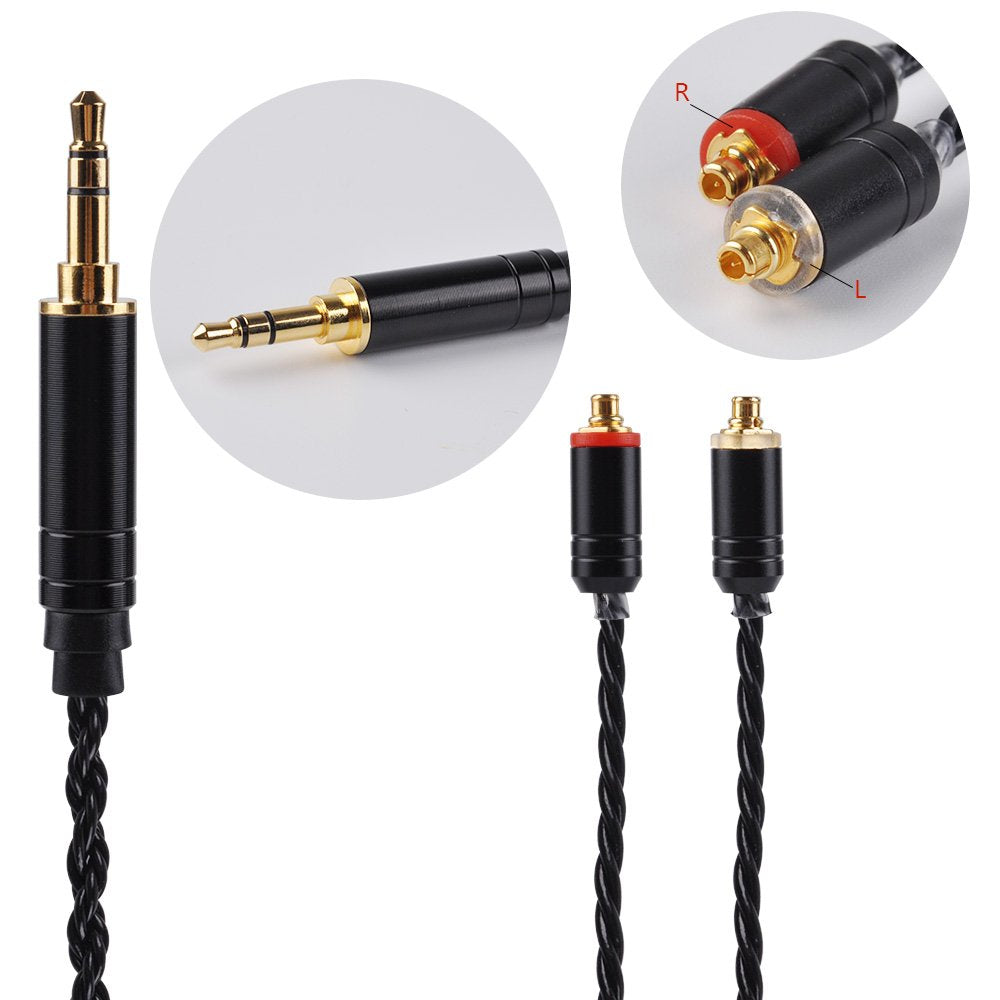 Kinboofi 6 Core MMCX Cable, Upgrade Silver Plated Replacement Cable,Black Detachable Earphone Cable Replacement Earphone Wire for Shure 846 535 215