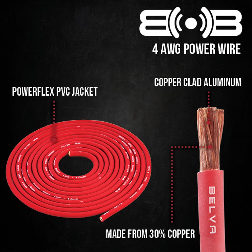Belva True 4 Gauge AWG Premium CCA Complete Amplifier Wiring Kit