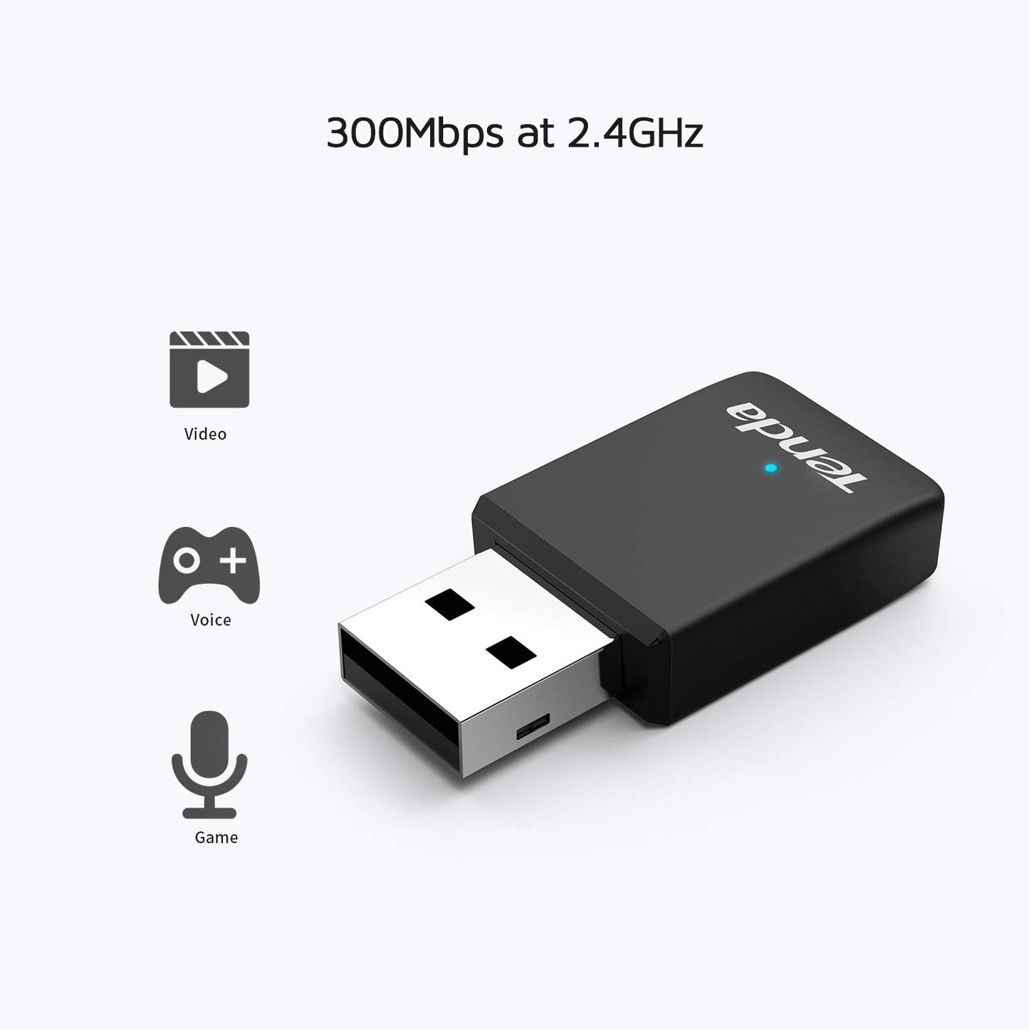 Tenda U9 11AC USB Wifi Adapter-Dual Band 2.4/5G AC650 Wireless Network Card, Wifi Dongle, Mini Size, Supports Windows (XP/7/8/1/10),Black